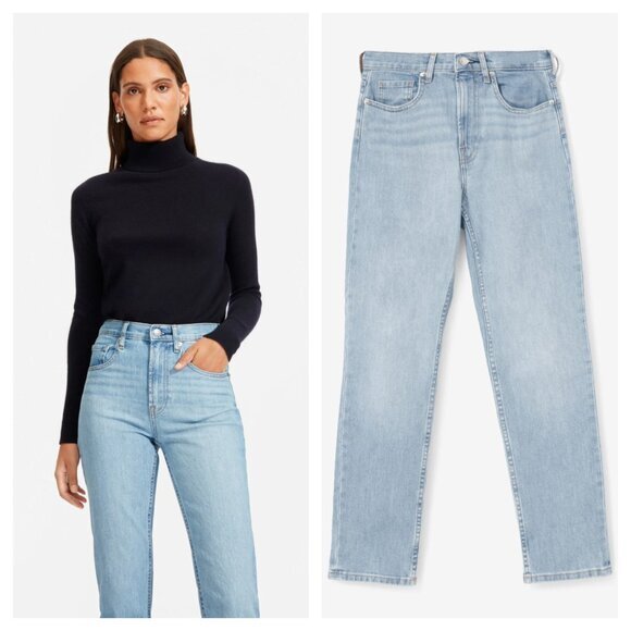 Everlane High Rise Cheeky Straight Jean 27 Sky Blue Wash - Picture 2 of 16